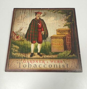Stampa Antica su Legno di R. Simonetto Gardned e Webb Tobacconist Vintage