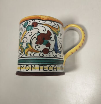 Tazza in Ceramica di "L.V. Deruta" Personalizzata con Scritta "Montecatini" Vintage Anni '70