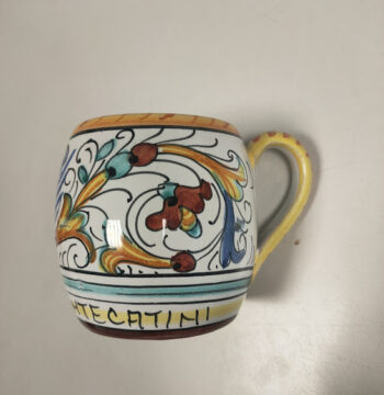 Tazza in Ceramica di "L.V. Deruta" Personalizzata con Scritta "Montecatini" Vintage Anni '70