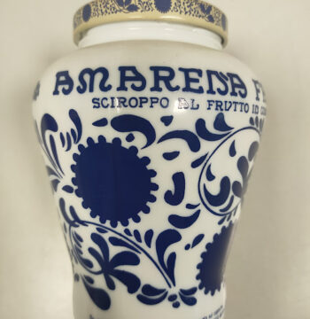 Vasetto Barattolo in Ceramica Bianca di "Amarena Fabbri" Vintage Anni '50-'60