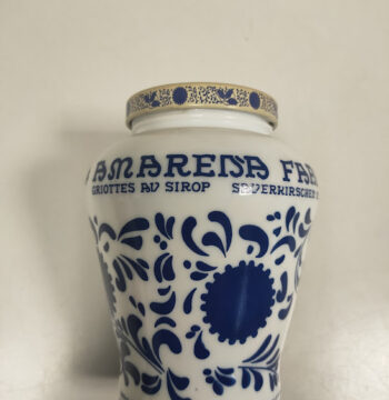 Vasetto Barattolo in Ceramica Bianca di "Amarena Fabbri" Vintage Anni '50-'60