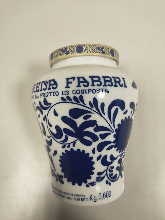 Vasetto Barattolo in Ceramica Bianca di "Amarena Fabbri" Vintage Anni '50-'60