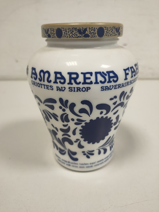 Vasetto Barattolo in Ceramica Bianca di "Amarena Fabbri" Vintage Anni '50-'60