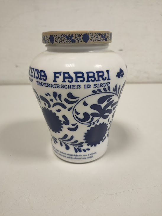 Vasetto Barattolo in Ceramica Bianca di "Amarena Fabbri" Vintage Anni '50-'60