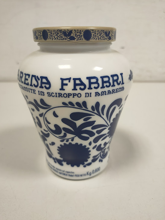 Vasetto Barattolo in Ceramica Bianca di "Amarena Fabbri" Vintage Anni '50-'60