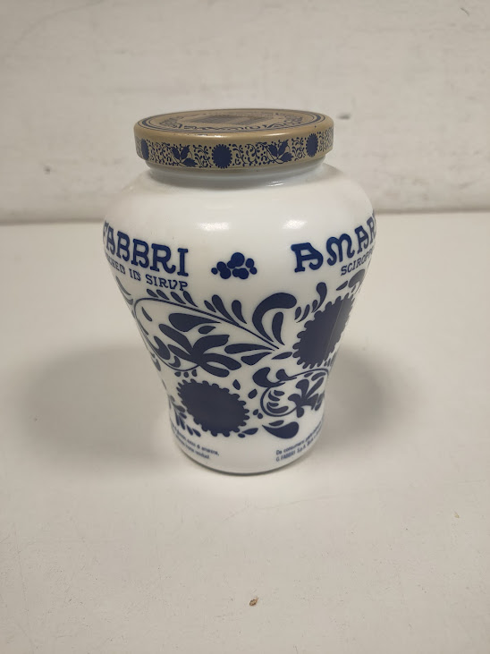 Vasetto Barattolo in Ceramica Bianca di "Amarena Fabbri" Vintage Anni '50-'60