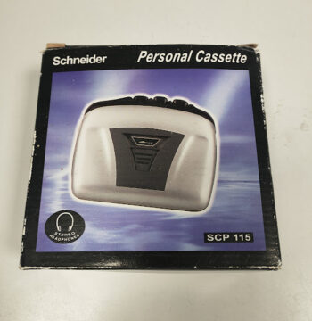 Walkman "Schneider" di Colore Giallo con Cuffie Integrate Vintage Anni '80