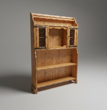 Piattaia pino legno massello con 2 ante a vetrina