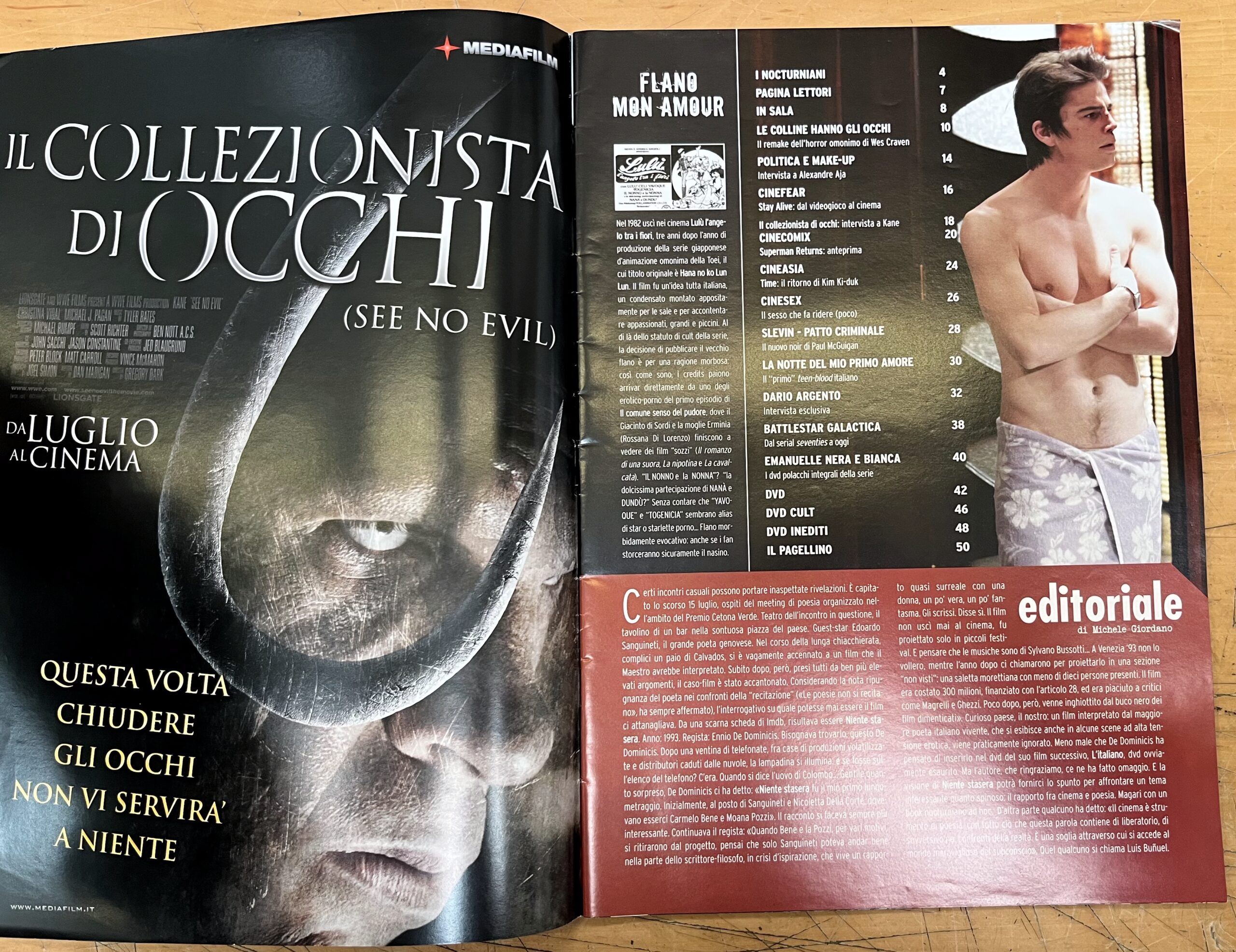 Rivista "Nocturno Cinema N°49" + "Dario Argento in Esclusiva" - Agosto 2006 - Cinema Bis Communication Srl