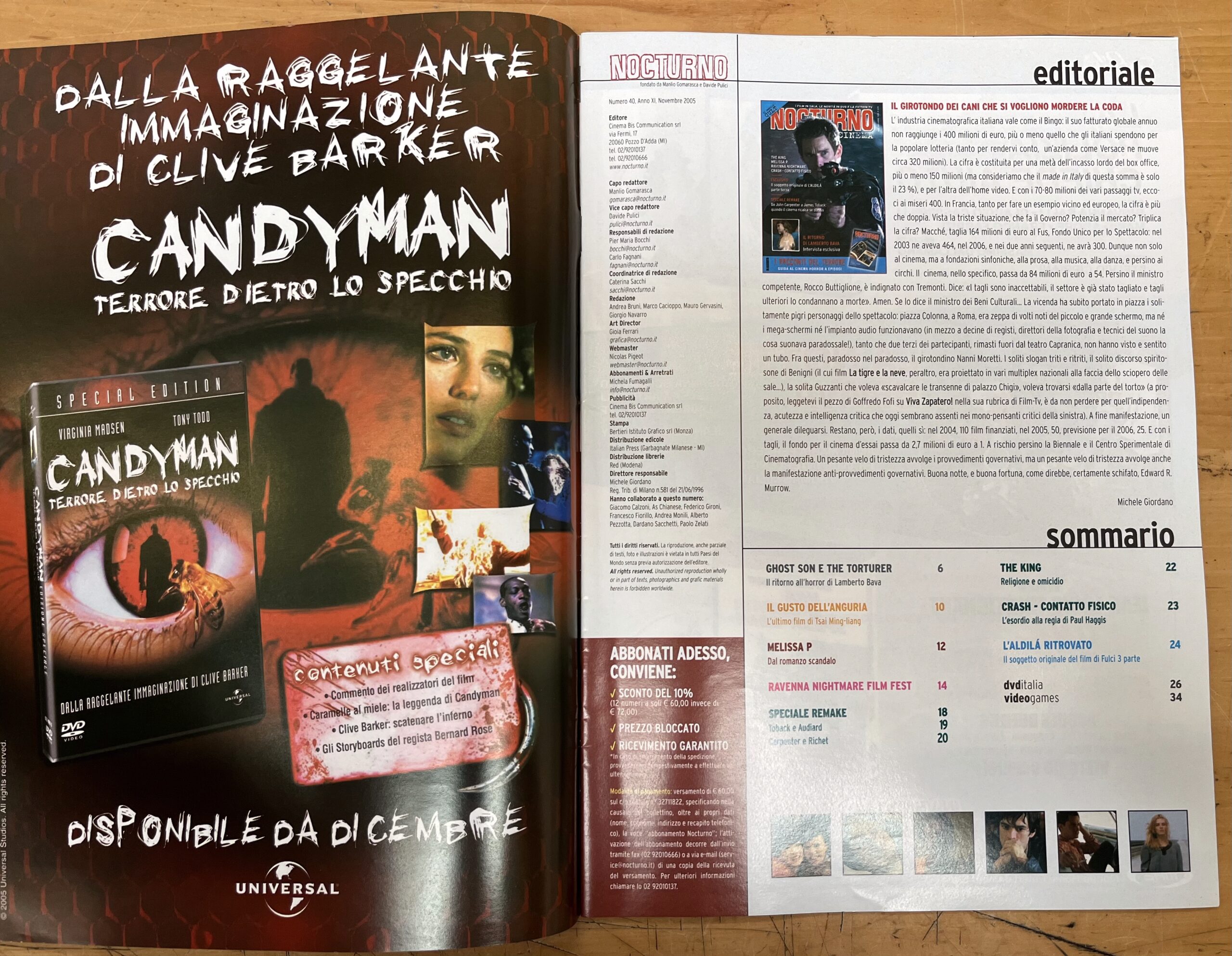 Rivista "Nocturno Cinema N°40" + "I Racconti del Terrore" - Novembre 2005 - Cinema Bis Communication Srl