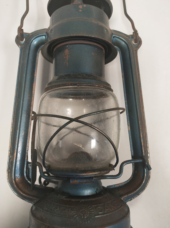 Lanterna ad Olio "Hurricane" in Metallo e Vetro Vintage