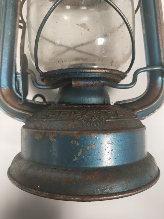 Lanterna ad Olio "Hurricane" in Metallo e Vetro Vintage