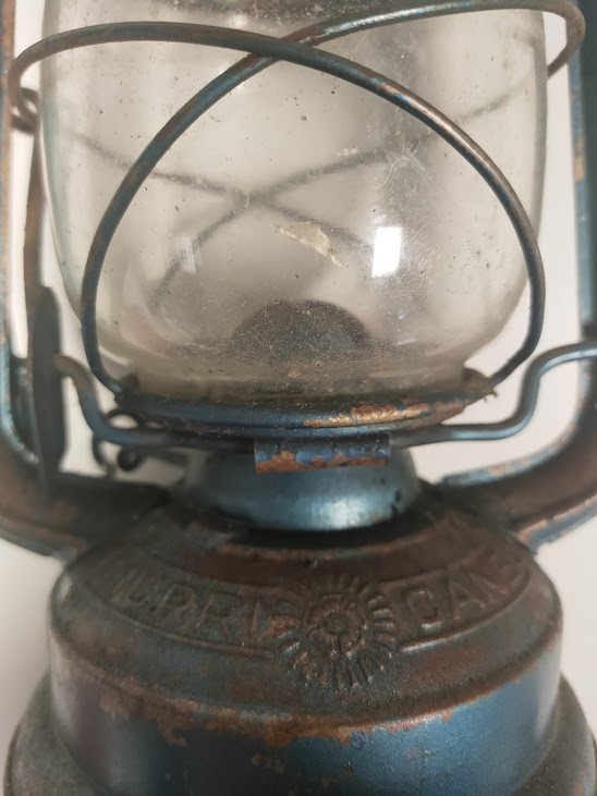 Lanterna ad Olio "Hurricane" in Metallo e Vetro Vintage