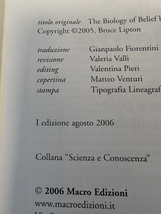 Libro La Biologia delle Credenze Bruce H. Lipton 2006