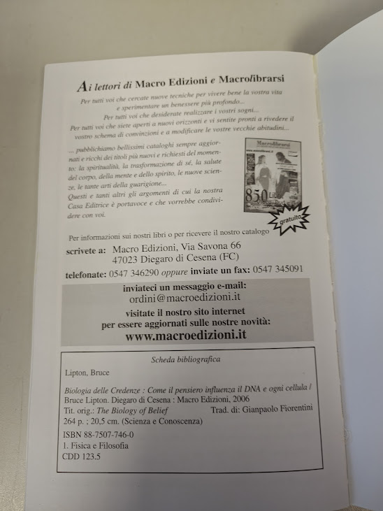 Libro La Biologia delle Credenze Bruce H. Lipton 2006