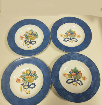 Set di 4 Piatti Fondi in Porcellana Francese Collezione "Borghese" Vintage Anni '90