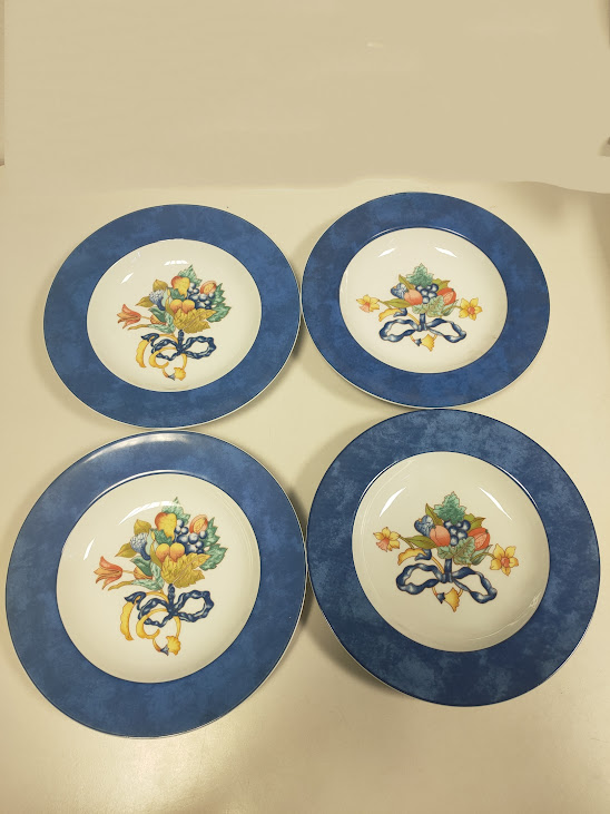 Set di 4 Piatti Fondi in Porcellana Francese Collezione "Borghese" Vintage Anni '90
