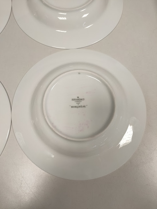 Set di 4 Piatti Fondi in Porcellana Francese Collezione "Borghese" Vintage Anni '90