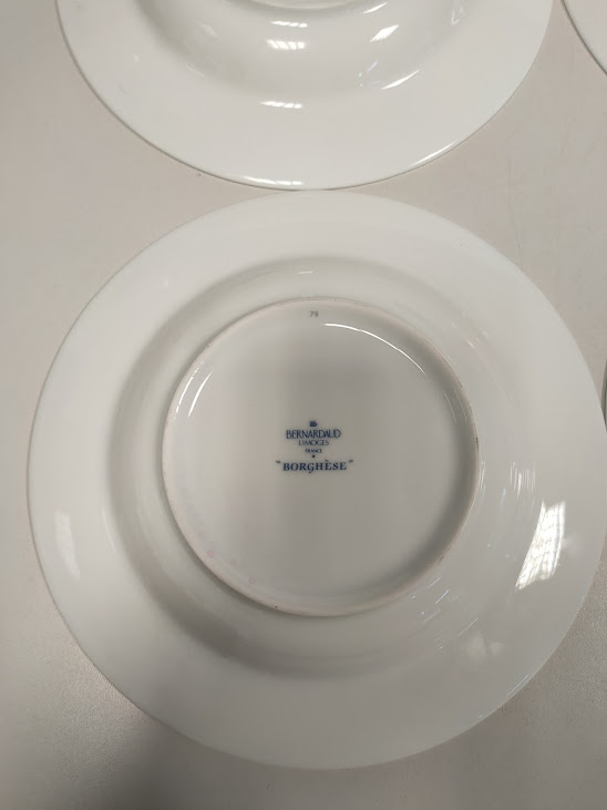 Set di 4 Piatti Fondi in Porcellana Francese Collezione "Borghese" Vintage Anni '90