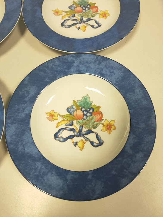 Set di 4 Piatti Fondi in Porcellana Francese Collezione "Borghese" Vintage Anni '90