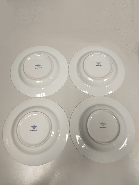 Set di 4 Piatti Fondi in Porcellana Francese Collezione "Borghese" Vintage Anni '90