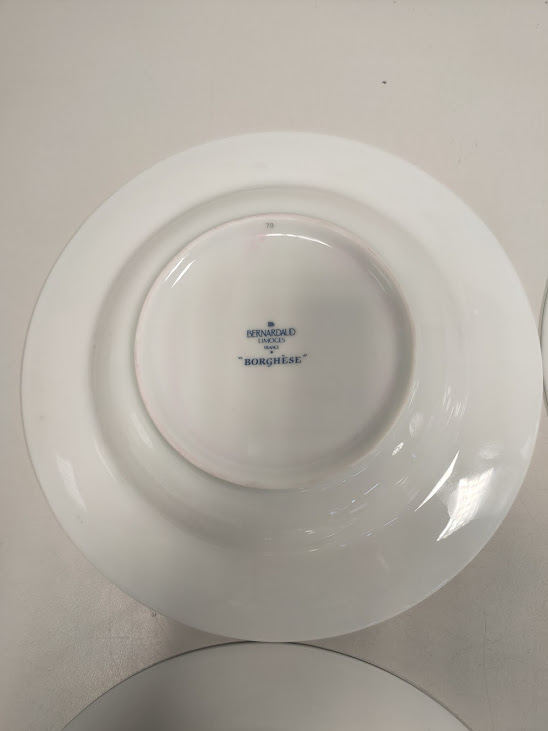 Set di 4 Piatti Fondi in Porcellana Francese Collezione "Borghese" Vintage Anni '90