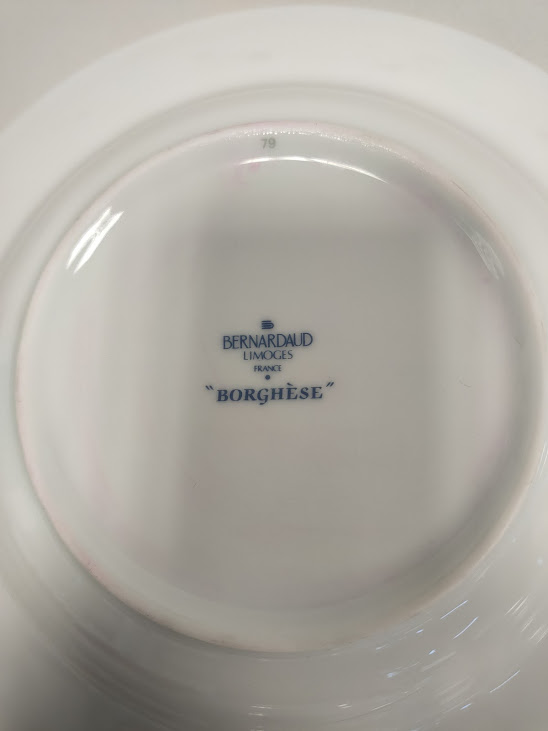 Set di 4 Piatti Fondi in Porcellana Francese Collezione "Borghese" Vintage Anni '90