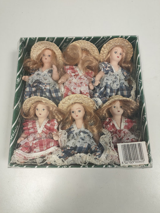 Set di 6 Bambole in Porcellana da Collezione "Porcelain Doll" Vintage Anni '90
