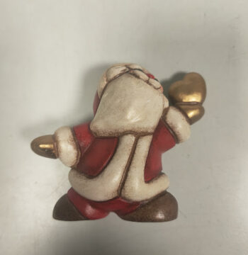 Statuina in Ceramica Babbo Natale Thun con Cuore Dorato in Mano
