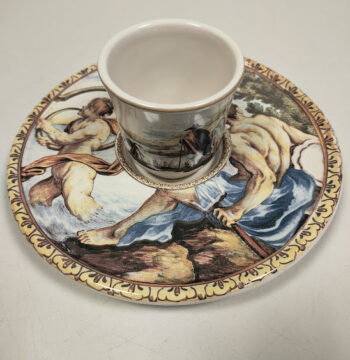 Tazza con Piattino in Ceramica "Le Chicchere" Saca Castelli (XVIII Secolo) 1700