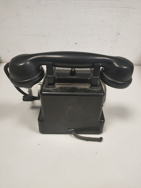 Telefono da Tavolo a Manovella di Colore Nero Vintage Anni '60