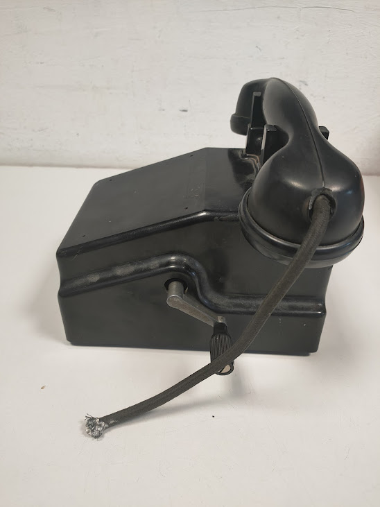Telefono da Tavolo a Manovella di Colore Nero Vintage Anni '60