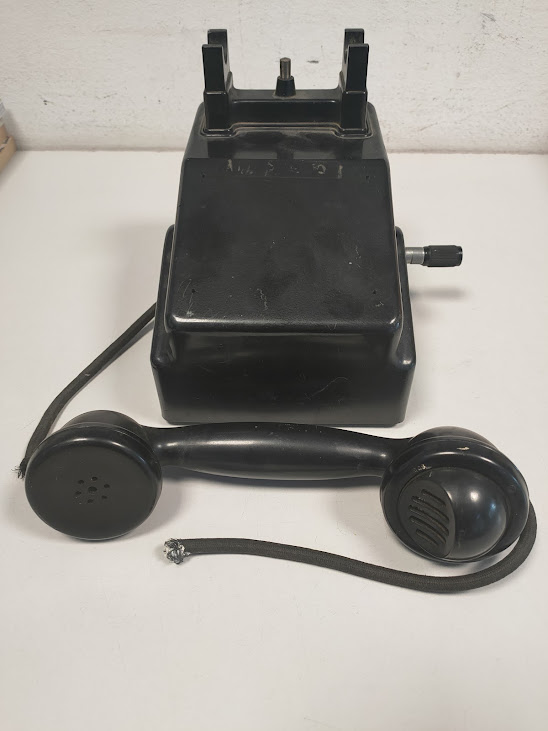 Telefono da Tavolo a Manovella di Colore Nero Vintage Anni '60