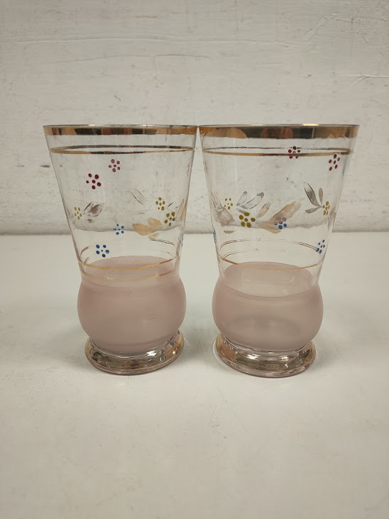 5 Bicchieri con Doratura e Decori Smaltati Vintage Anni 50/60