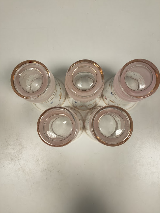 5 Bicchieri con Doratura e Decori Smaltati Vintage Anni 50/60