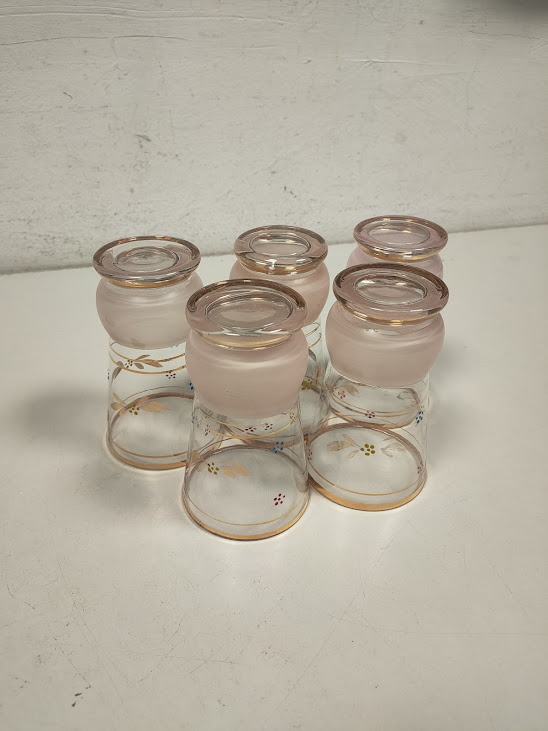 5 Bicchieri con Doratura e Decori Smaltati Vintage Anni 50/60
