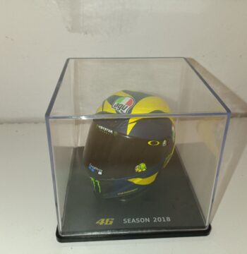 modellino casco Valentino Rossi 2018 + espositore