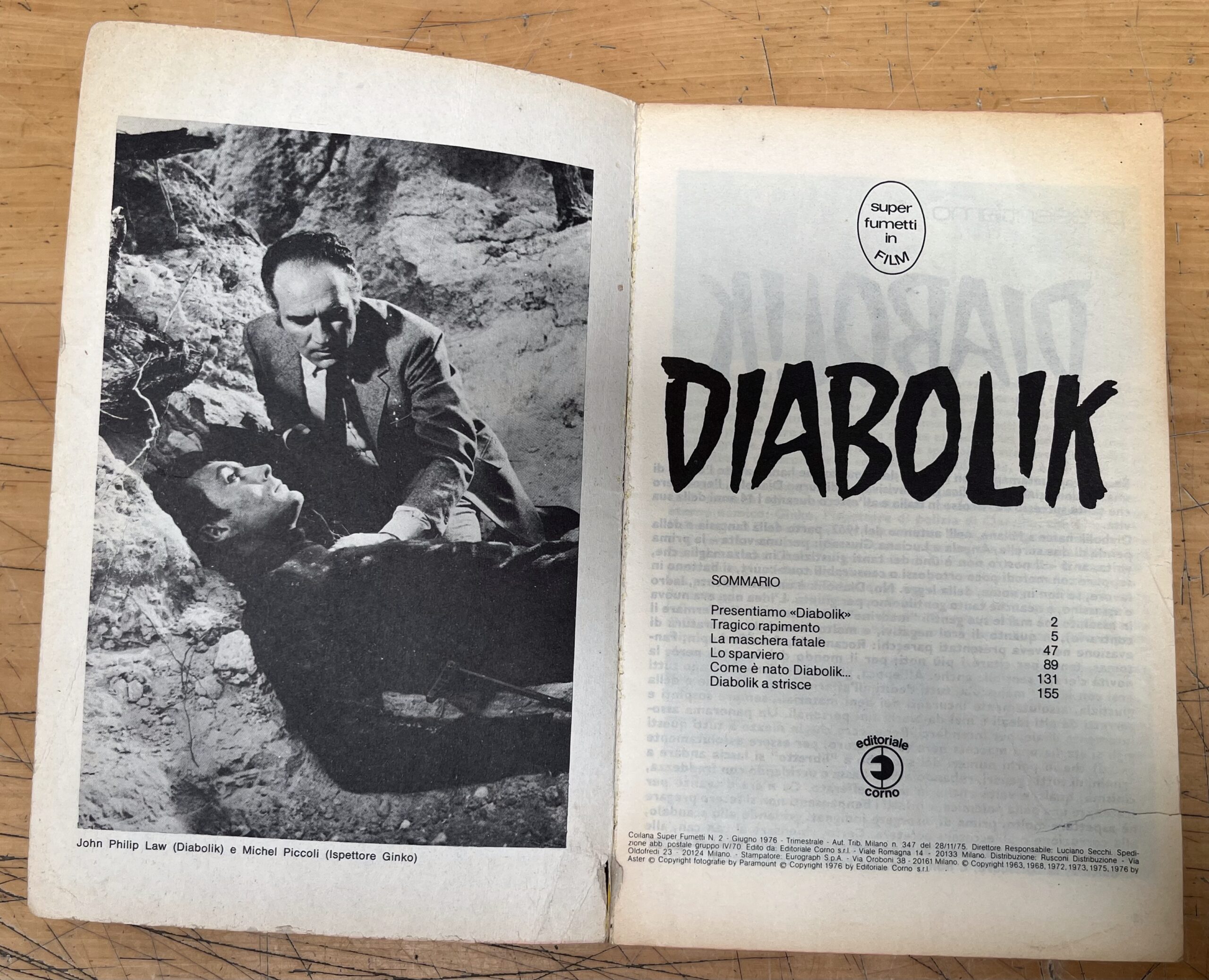 Fumetto "Superfumetti in Film" N°2 - Diabolik - Editoriale Corno 1976