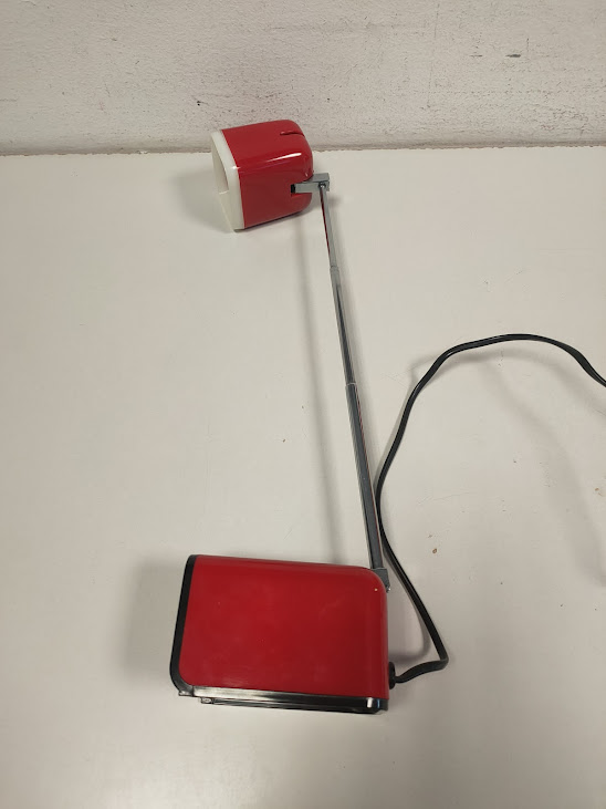 Lampada da Scrivania Rossa con Braccio Telescopico Prodotta negli Anni '70