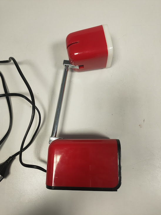 Lampada da Scrivania Rossa con Braccio Telescopico Prodotta negli Anni '70