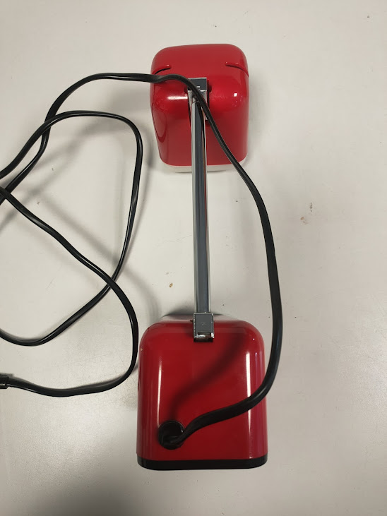 Lampada da Scrivania Rossa con Braccio Telescopico Prodotta negli Anni '70