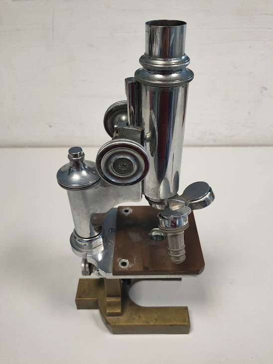 Microscopio D'Epoca in Ottone e Metallo Vintage