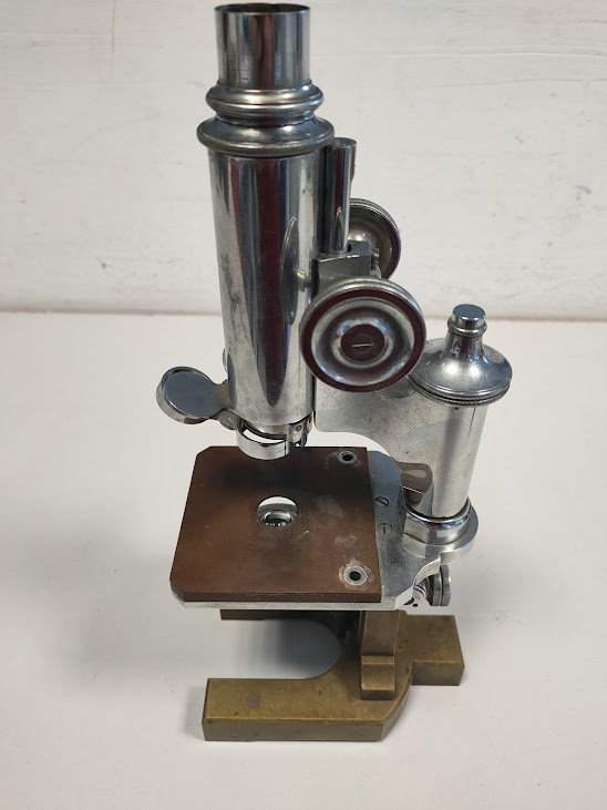 Microscopio D'Epoca in Ottone e Metallo Vintage