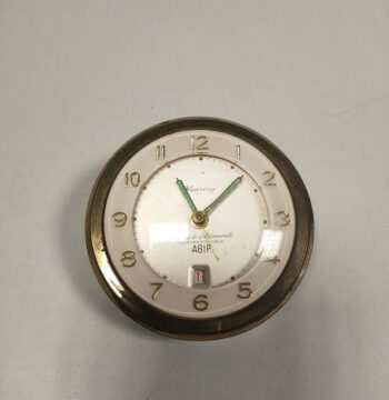 Orologio da Tavolo in Ottone Marchiato AGIP Vintage anni '60