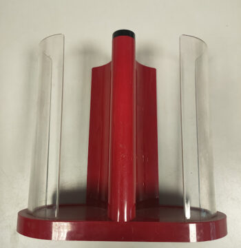 Porta Bicchieri in Plastica Rossa Trasparente Papillon Furio Minuti Guzzini Vintage Anni '80