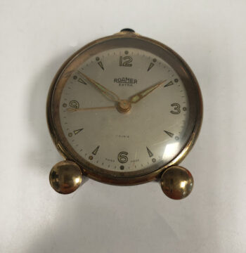 Sveglia "Roamer Extra" in Ottone Dorato Prodotto in Svizzera Vintage Anni 50