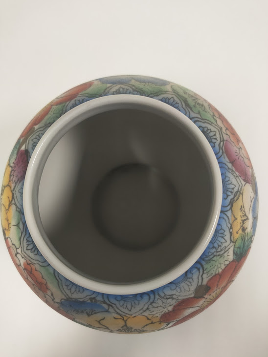 Vaso in Porcellana Cinese Decorato a Mano in Stile Mille Fiori Vintage Anni '80