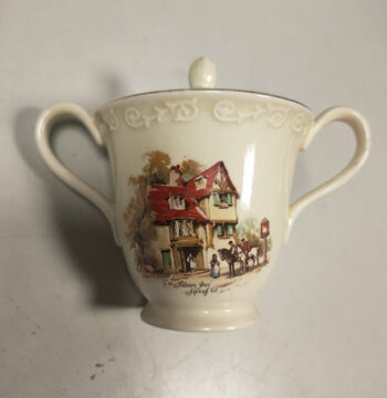 Zuccheriera in Porcellana Inglese "Crown Devon" Serie "Coaching Days" Vintage Anni '60