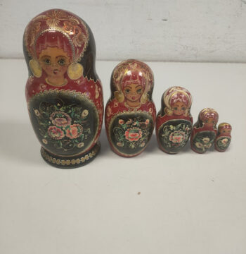 Bambola Matrioska Originale Russa 5 Pezzi Vintage Anni '70