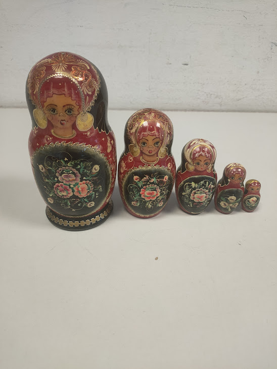 Bambola Matrioska Originale Russa 5 Pezzi Vintage Anni '70
